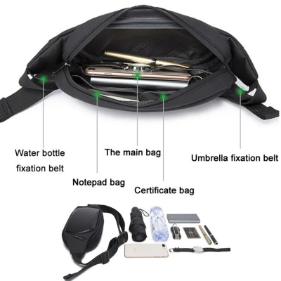 Picture of BANGE 7266 Anti-Theft Chest Bag – Waterproof EVA Hard Shell Crossbody for Travel & Daily Use Sling Bag -Waist Bag