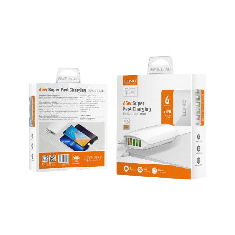 Picture of LDNIO A6573C 65W USB Super Fast Charging 6 Port USB Charger