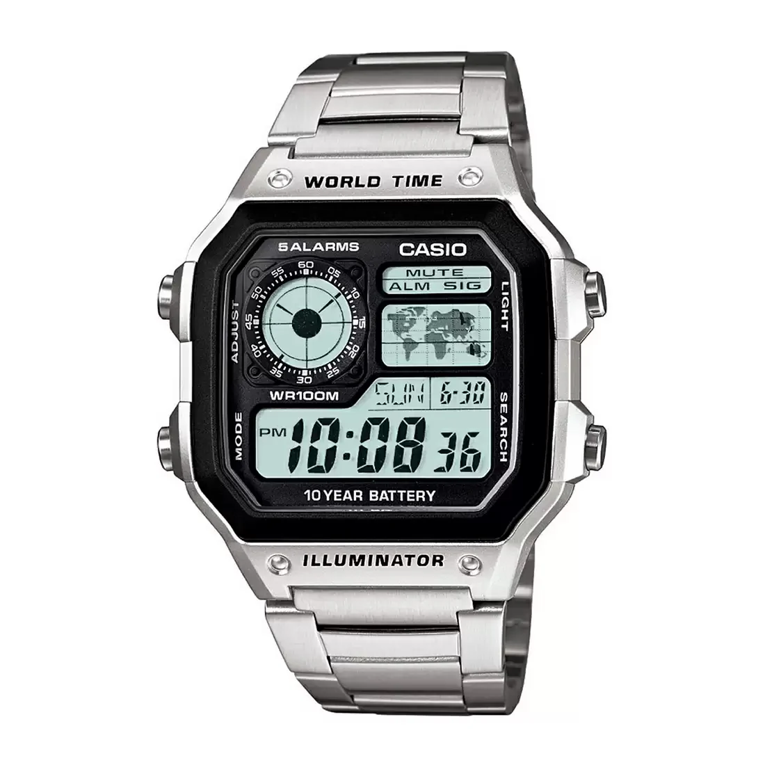 Picture of Casio World Time Illuminator Chain Watch AE-1200WHD-1AVDF