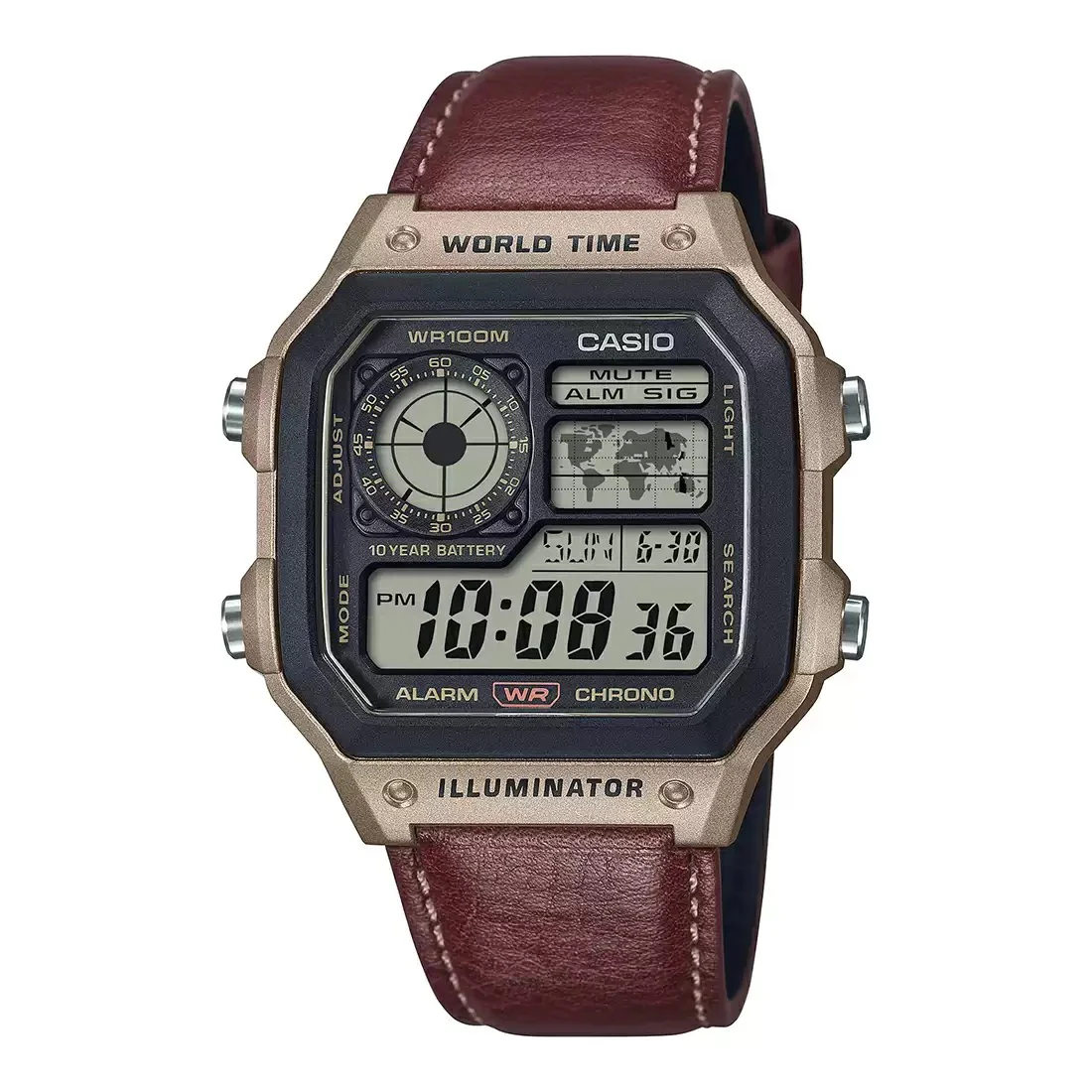 Picture of Casio AE-1200WHL-5AVDF World Time Digital Leather Belt Watch
