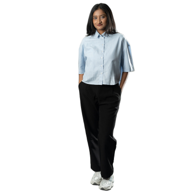 Picture of Mad Koffee Cropped Oversized Shirts — Baby Blue Stripe