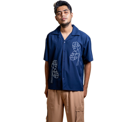 Picture of Mad Koffee Men’s Embroidery Cuban Shirts — Midnight Navy