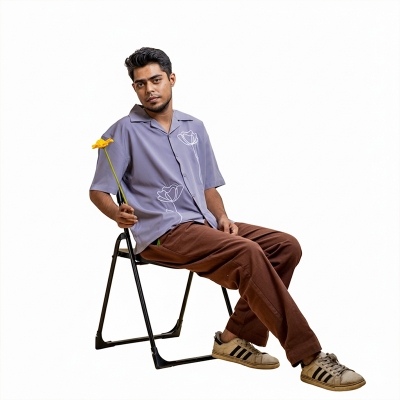 Picture of Mad Koffee Men’s Embroidery Cuban Shirts — Grey