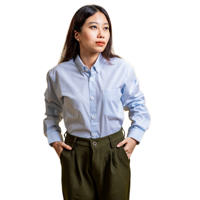 Picture of Mad Koffee Women’s AirLight Button-down Shirts – Light Blue Stripes