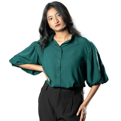 Picture of Mad Koffee Airy Drapes Shirt Top for Women – Forest