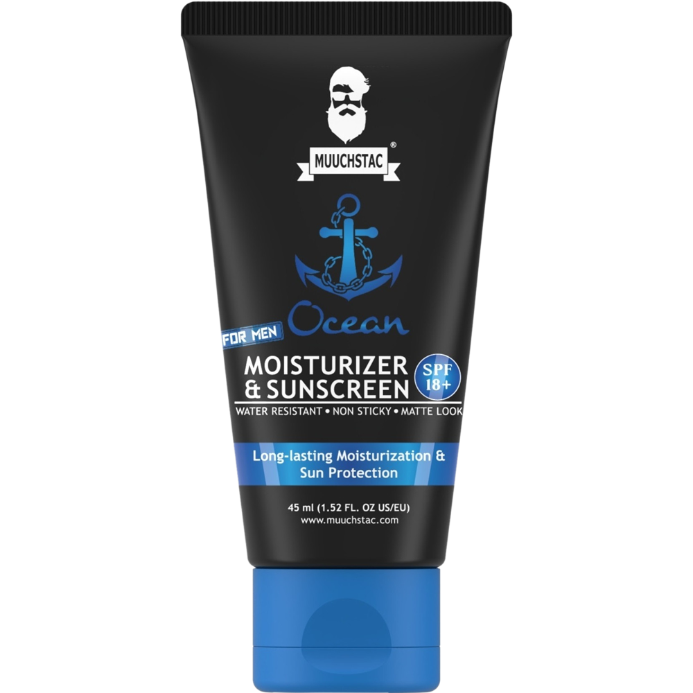 Picture of Muuchstac Mens Ocean Moisturizer & Sunscreen Matte Look Spf 18+ Cream With Turmeric & Aloe Vera Beads, Non-Sticky & Water Resistant 45 Ml - All
