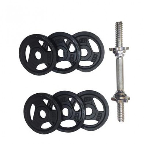 Picture of Black Dumbbell - 4 Pcs 1.25 kg Black Plate with 2 Pcs 10 inch Stick - 5 kg