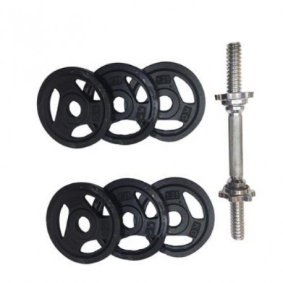 Picture of Black Dumbbell - 4 Pcs 1.25 kg Black Plate with 2 Pcs 10 inch Stick - 5 kg