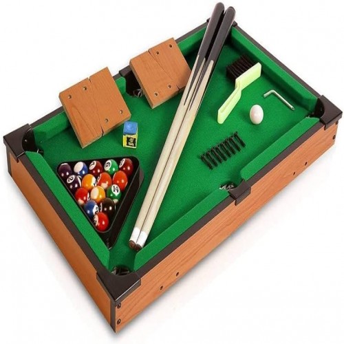 Picture of Pool Table - Table Top- Pool Table, 15 Colored Balls, 1 Cue Ball, 2 Pool Sticks, 1 Cube Of Chalk and Triangle with Small Stand