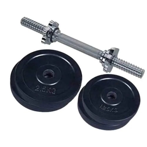 Picture of Combo Pack of Four Piece Dumbbell Set with Stick-7.5kg - Black & Silver - Gym Equipment