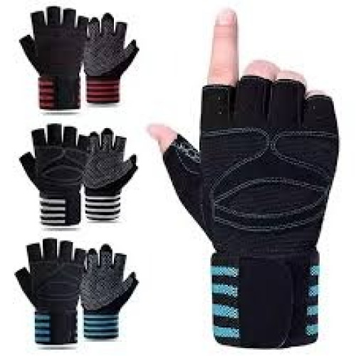 Picture of Gym Fitness Weightlifting Gloves with Built-in Wrist Wraps