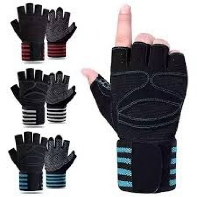 Picture of Gym Fitness Weightlifting Gloves with Built-in Wrist Wraps