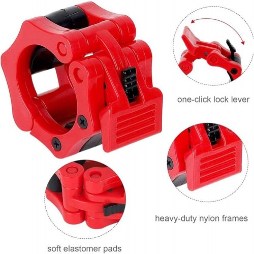Picture of 1 Pair Barbell Clamps Olympic Weight Bar Plate Locks Collar Clips Quick Release for Workout Weightlifting Fitness Training