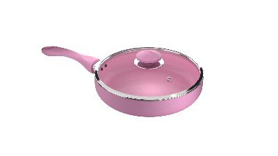 Picture of TPR NS Ceramic Coated Fry Pan W. Lid IB 26 CM-Pink