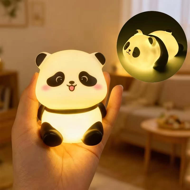 Picture of Panda LED Night Light Living Room Cute Panda Plastic Lamp Bedside Decor Creative Kids Night Light Birthday Gift Cake Decor