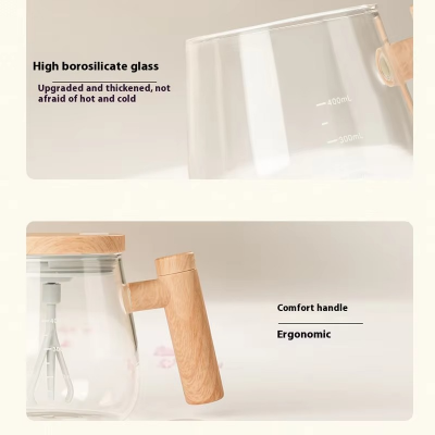 Picture of Thickening Heat Resistant Glass Mug Automatic Mixing Cup Milk Coffee Breakfast Cup with lid and handle For Home Office