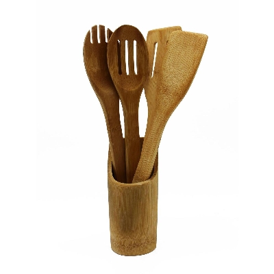 Picture of Bamboo Wooden Kitchen Utensil Spatula Scoop Spoon Set