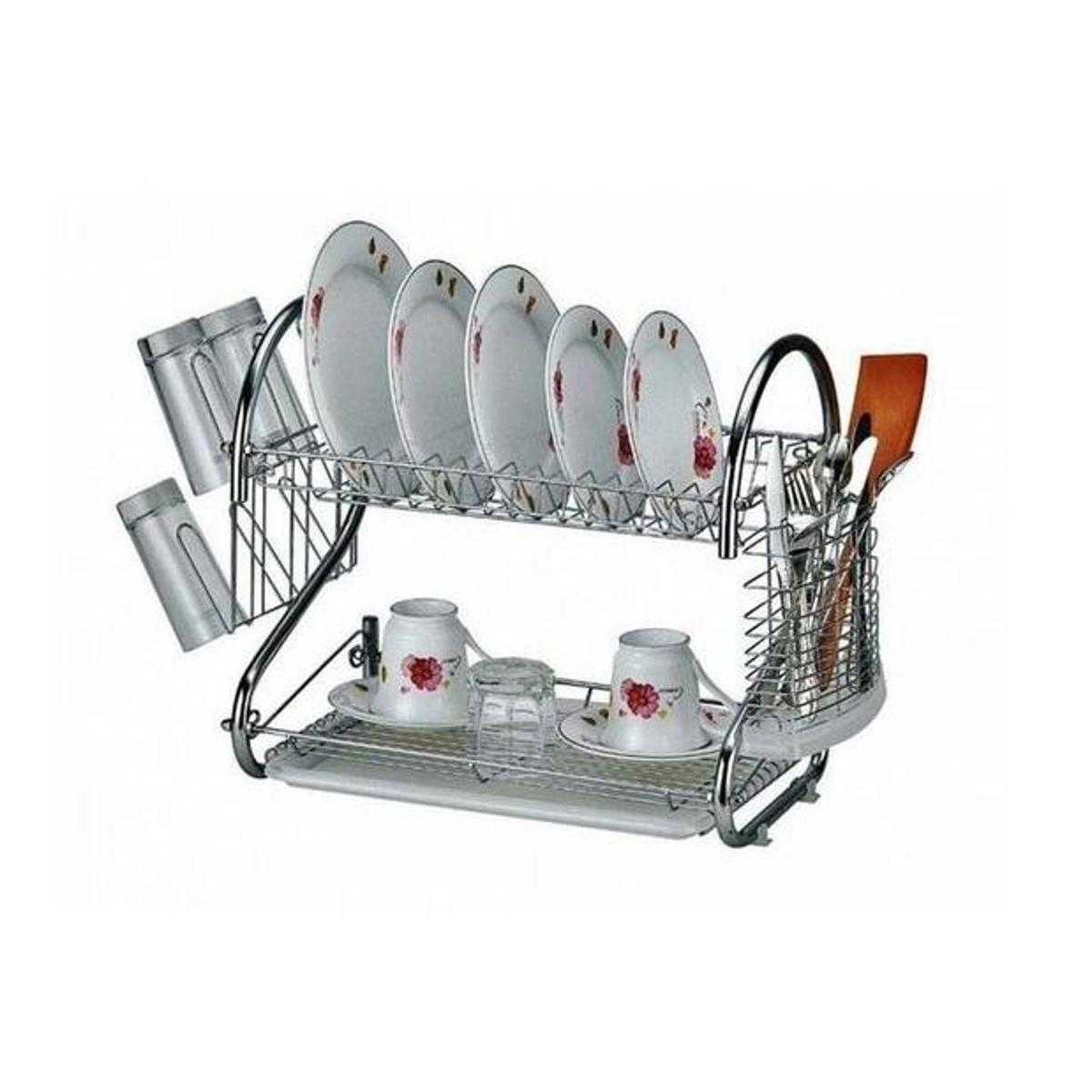Picture of 2 Layer Stainless Steel Crockery Rack - Silver