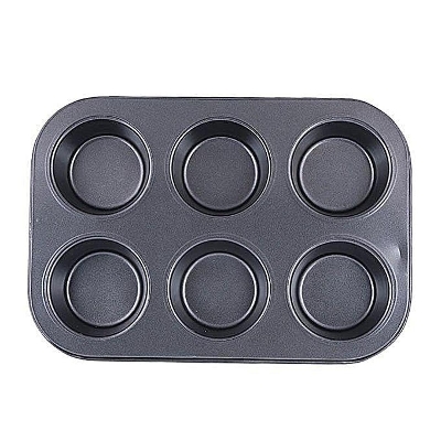 Picture of 6 Round Non Stick Muffin and Mini Cupcake Mold - Black