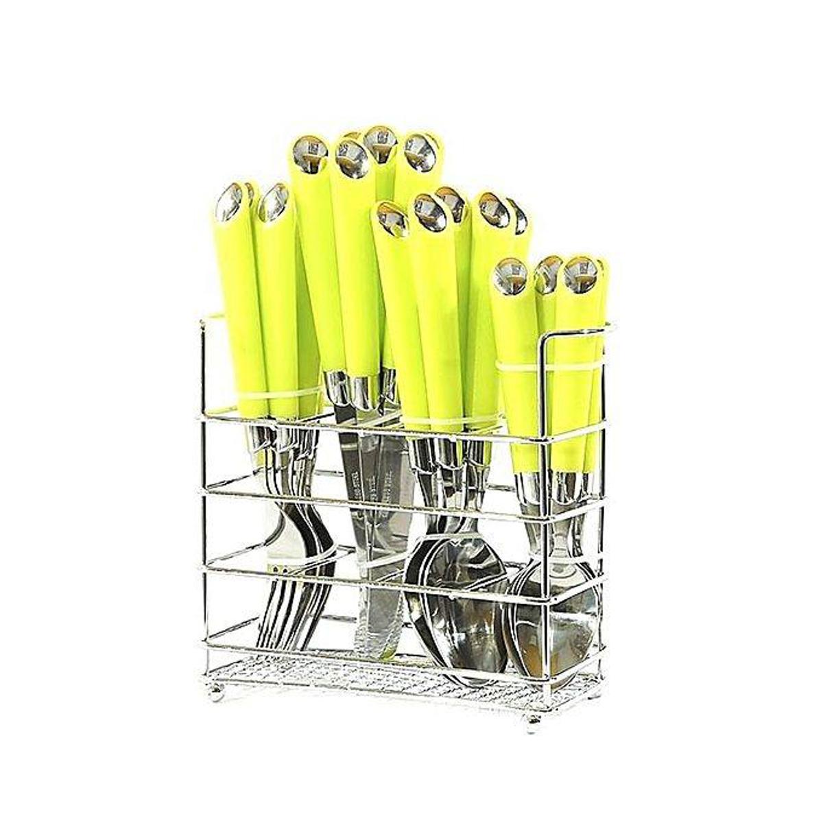 Picture of Spoon Set - 24 Pcs - Silver and Lime