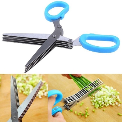 Picture of 5 Blade Kitchen Scissors -blue& white