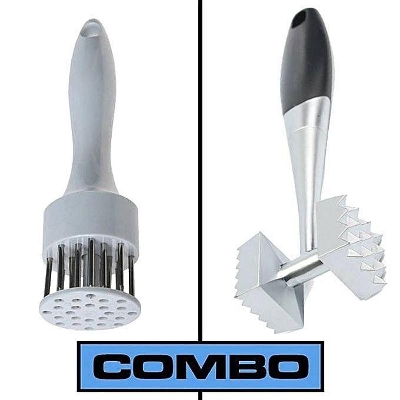Picture of Meat Tenderizer + Meat Hammer Combo - White and Silver