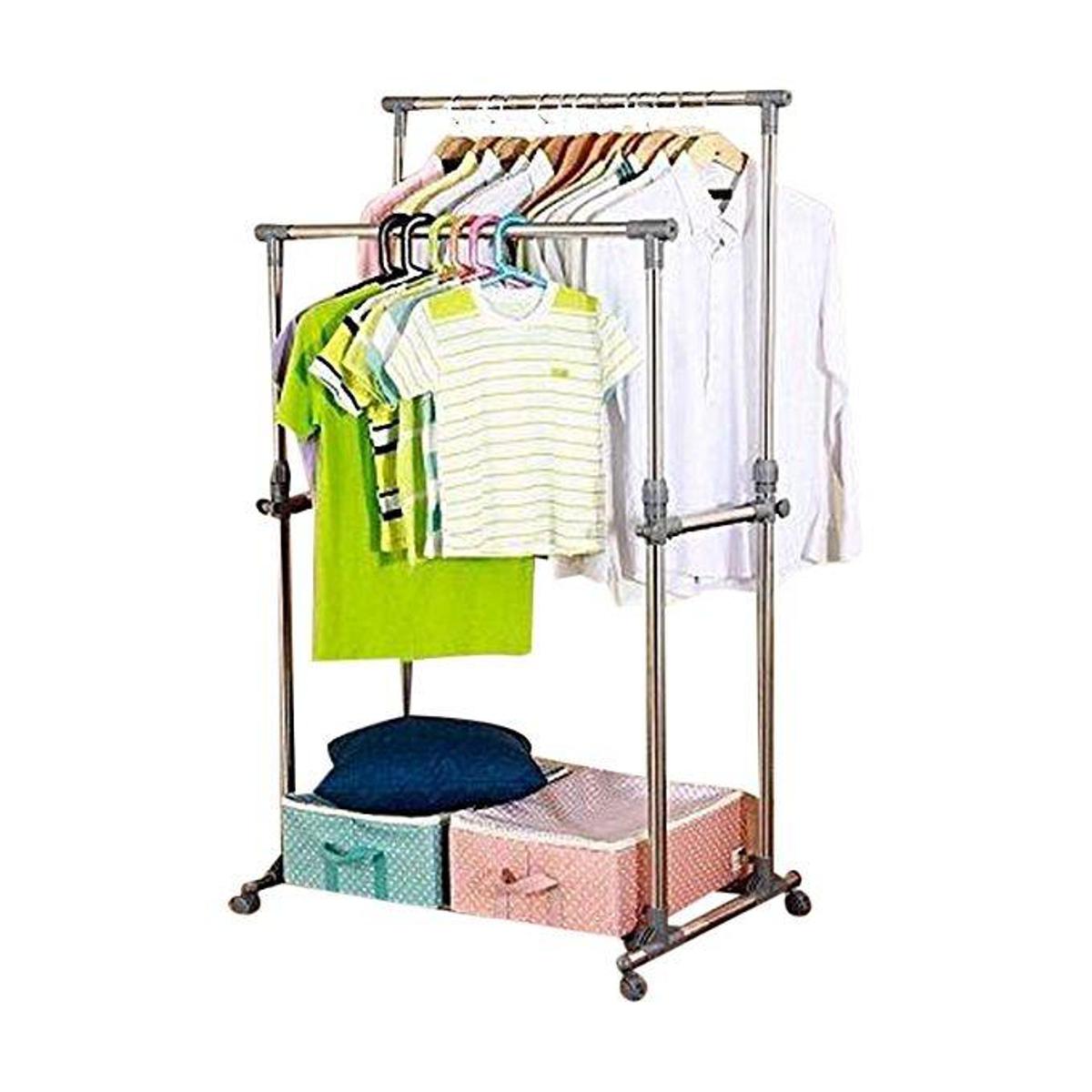 Picture of Foldable Double Clothe's Rack and Shoe Rack - Silver