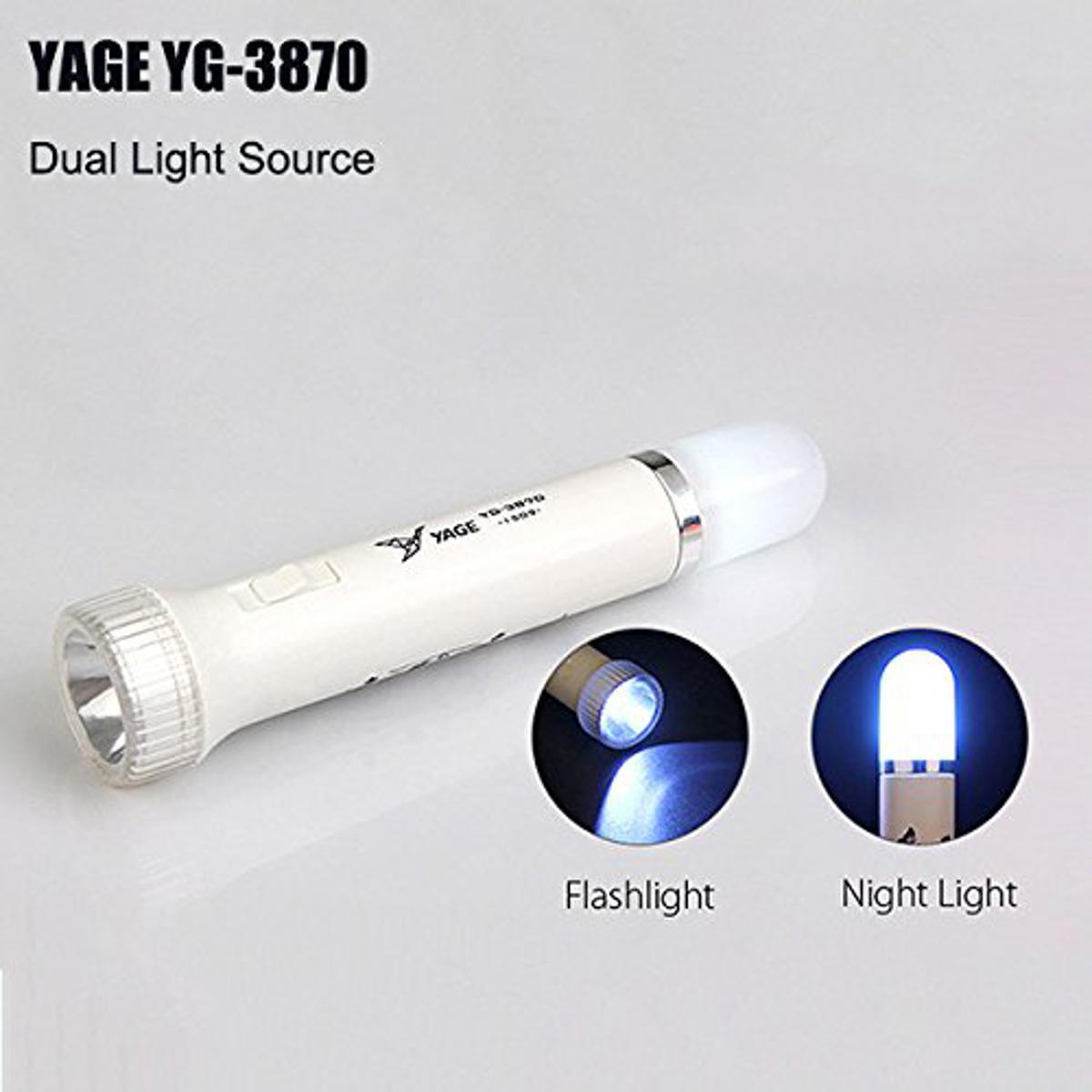 Picture of YAGE Rechargeable LED Torch Flashlight Dual Light Source - White