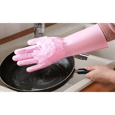 Picture of Silicone Dish Washing Kitchen Hand Gloves