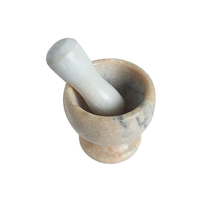 Picture of Handheld Marble Mortar and Pestle Set - Brown