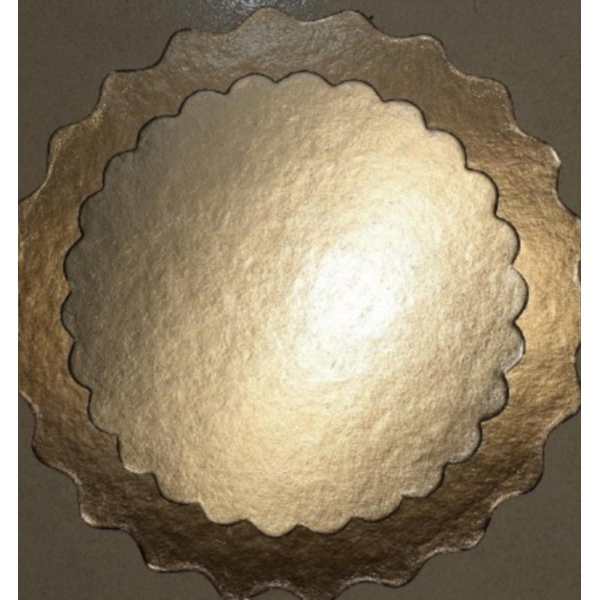 Picture of 8 10 Inches Round Tierd Cake Boards Combo - Cardboard Disposable Layered Cake Pizza Circle Scalloped Gold Stackable Tart Decorating Base Stand - 3 Pieces