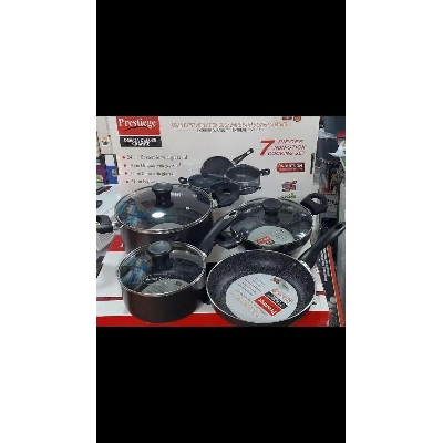 Picture of Prestige Omega Granite (Set of 7 Pieces with Sos Pan, korai, fry pan, milk pan ) Induction Bottom Cookware Set (Aluminium, 7 - Piece)