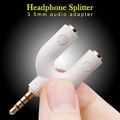 Picture of Caicen 3.5mm Audio Jack to Headphone Microphone 2 Way U Splitter Converter Adaptor