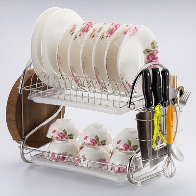 Picture of 2 Layer Dish Drainer Rack Stainless Steel