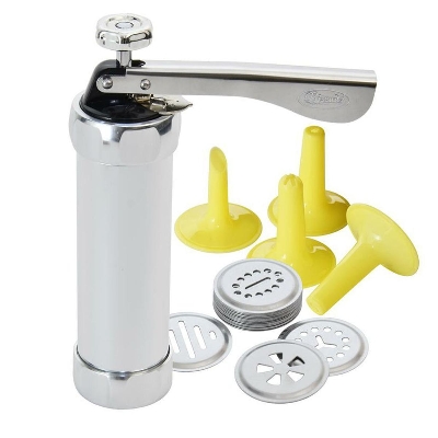 Picture of Stainless Steel Biscuit Maker Press Machine - Cookies Press Cutter Baking Tools - Cake Decorating Tools with 10 Cookie Molds and 4 Nozzles