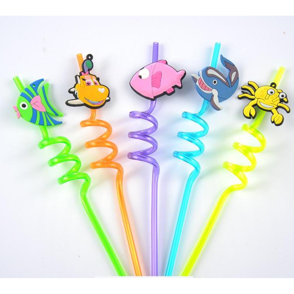 Picture of Cute Cartoon Fish Drinking Straw - 4 pcs