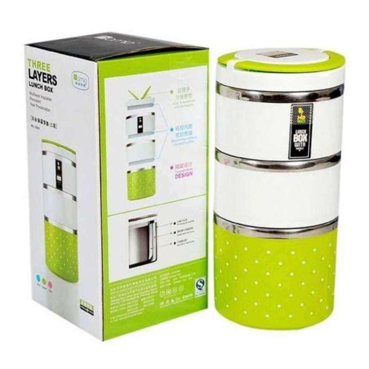 Picture of Homio 3 Layer Hotpot Lunch Box - Green and White