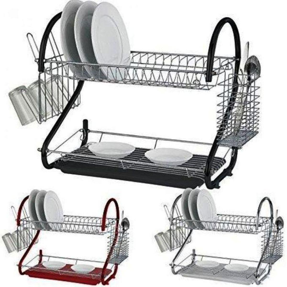 Picture of S Shape 2-Layer Dish Drainer - Black and Silver