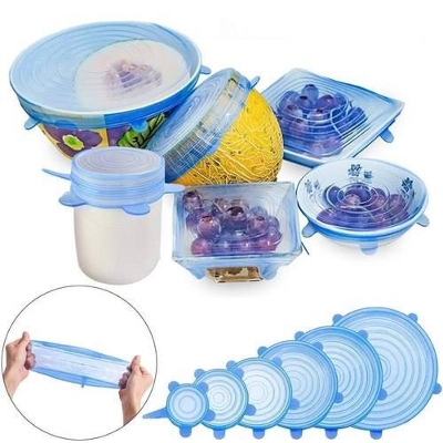 Picture of Kitchen Reusable Silicone Stretch Seal Lid Preservation Vacuum Food Storage Bowl Cover 6 Pcs Set