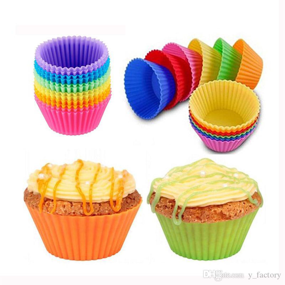 Picture of 6pcs/lot 7cm Silicone Reusable Cake Mold Muffin Cupcake