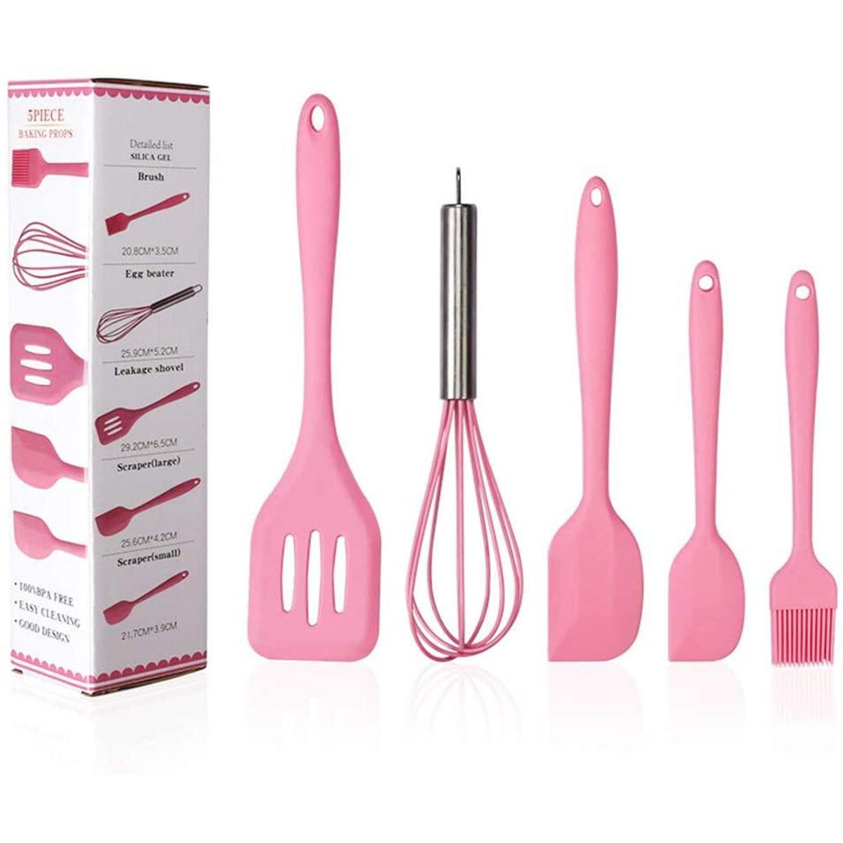 Picture of Silicone Spatula Set, 5 Piece Non-Stick Heat Resistant Silica gel Spatula Set Heat-Resistant Spatula Kitchen Utensils Set for Cooking