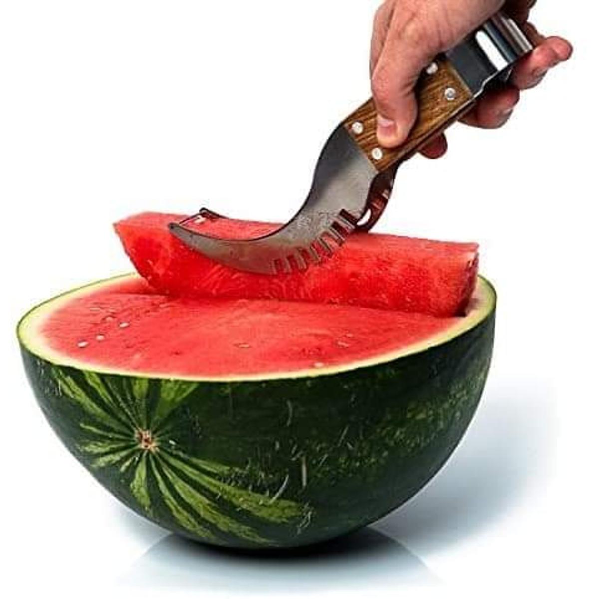 Picture of wooden handle watermelon cutter
