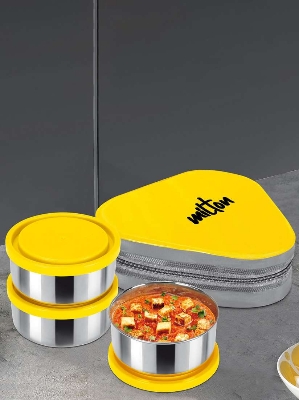 Picture of মিল্টন ট্রিয়াম স্টেইনলেস স্টিল টিফিন বক্স, প্রতিটি 3 টি টি কন্টেইনার 280 ml, সায়ান 3 কনটেইনার লাজ্চ বক্স (840 ml) লাঞ্চ বক্স