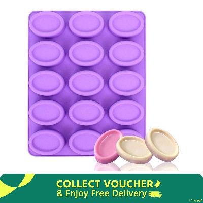 Picture of 15 Cavities Raised Bottom Oval Shape Silicone Mould/Mold ,Soap Cake Making Mould,