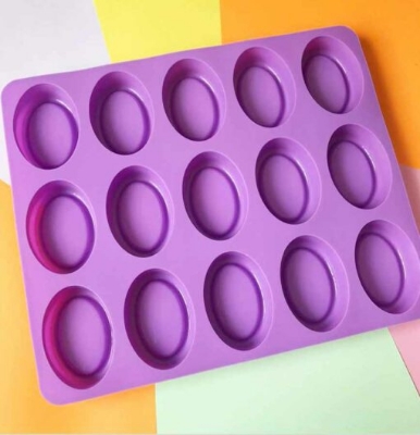 Picture of 15 Cavities Raised Bottom Oval Shape Silicone Mould/Mold ,Soap Cake Making Mould,