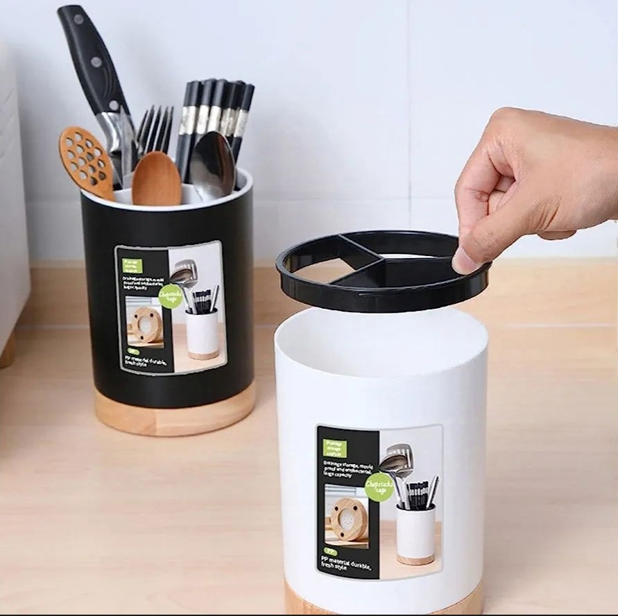 Picture of cutlery holder 3 compartment high quality plastic wooden colour China 1 pis
