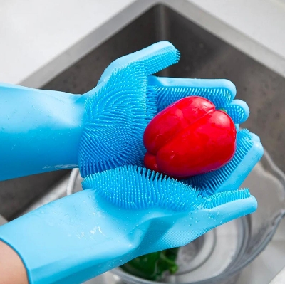 Picture of silicon dish washing gloves kitchen gloves oven proof hit proof