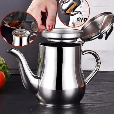 Picture of Stainless Steel Oil Strainer Pot Container Jug Storage with filter Cooking Oil Pot 1000 ml