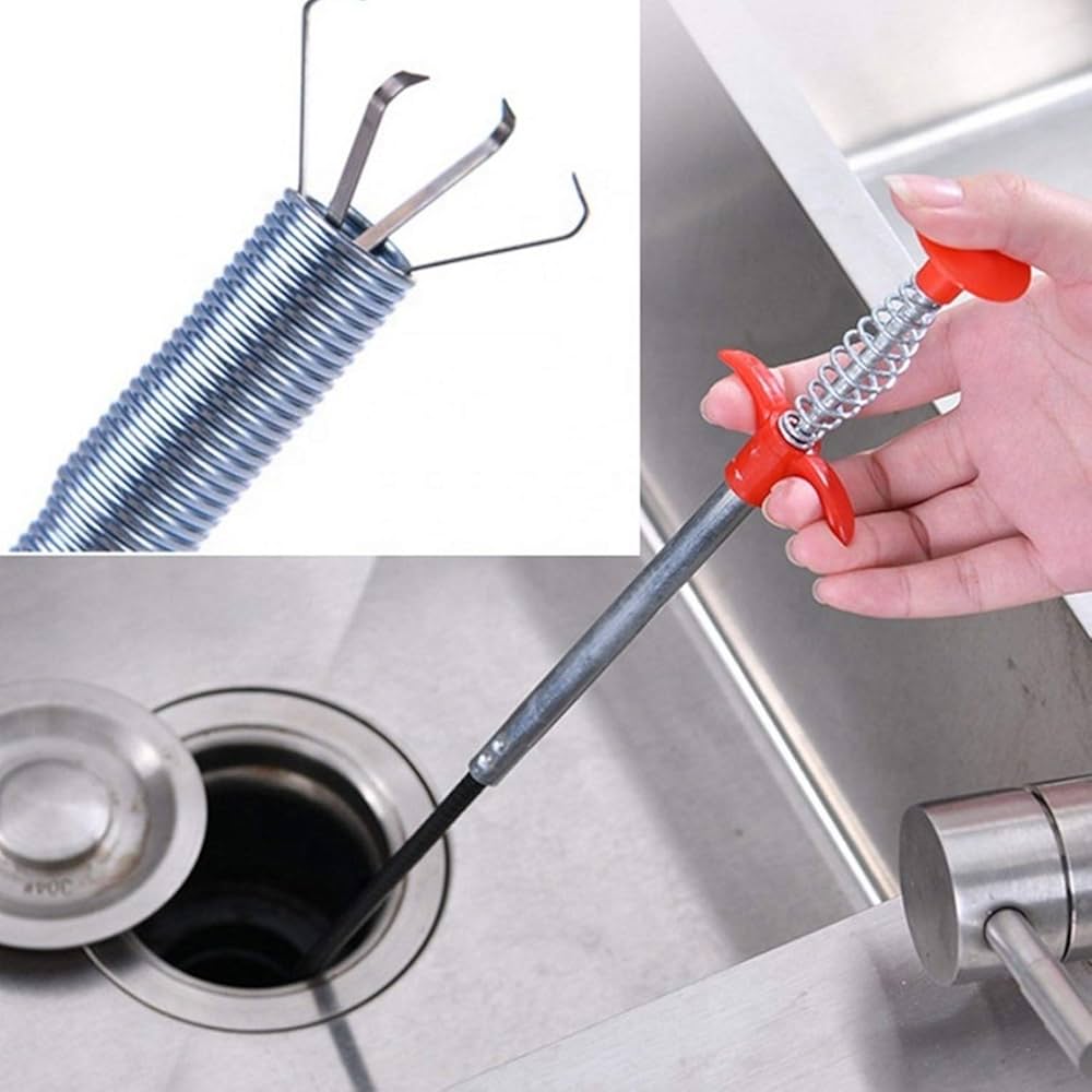 Picture of Multifunctional Stick Cleaning Claw, Stainless Steel Hair Catching Drain Cleaner Spring Wire Sink Cleaning Stick Drain Plunger
