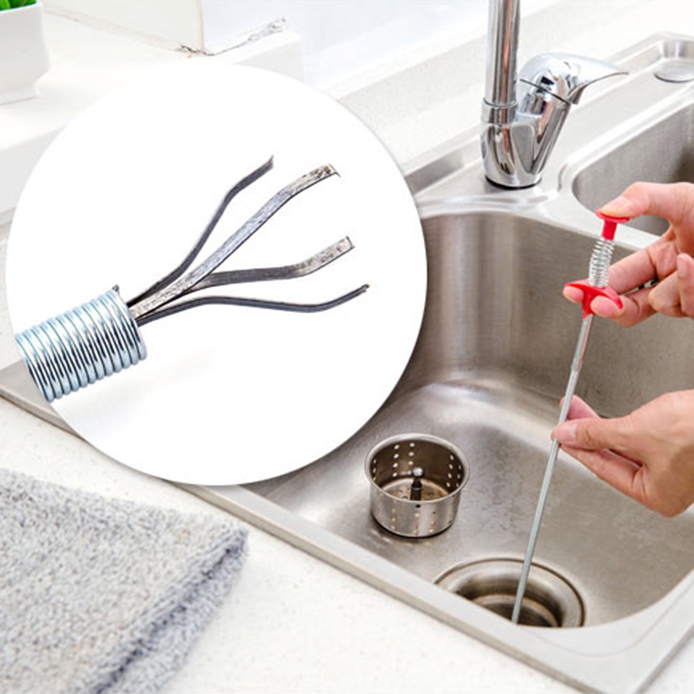 Picture of Multifunctional Stick Cleaning Claw, Stainless Steel Hair Catching Drain Cleaner Spring Wire Sink Cleaning Stick Drain Plunger